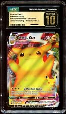 CGC 10 PRÍSTINA Pikachu VMAX SWSH062 ARTE HOLO PROMOCIÓN PROMOCIÓN DE ORO ETIQUETA Tarjeta de Pokémon