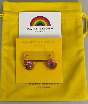 Pendientes Kurt Geiger London Rosa Redondos Latón Cabeza de Águila Motivo Palanca Central Foto 1 de 4