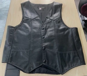 Steer Brand Men’s Genuine Leather Satin Lined Black Vest Made in USA Size L - Picture 1 of 5