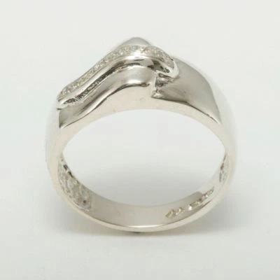925 Sterling Silver Natural Diamond Mens Modern Band Ring - Sizes J to Z - Image 1 of 4