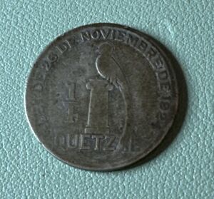 Guatemala 1926 1/4 Quetzal Silver Coin