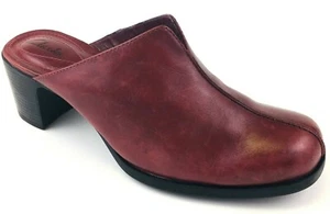 Clarks burgundy Leather Mules Clogs Slip on Shoes Womens 6.5 - Picture 1 of 9