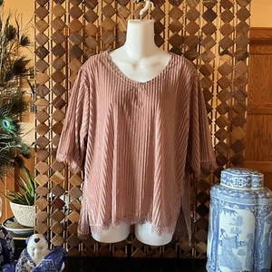 NUEVO CON ETIQUETAS $89 POL PEQUEÑA Camiseta Rayas Burnout Polvoriento Malva - Imagen 1 de 11