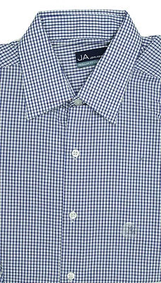NEW JA JOHN ASHFORD REGULAR LONG SLEEVE PLAID BLUE WHITE DRESS SHIRT 16 34/35 - Image 1 of 2