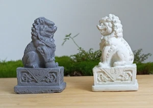 Miniature Concrete Foo Dog Statue, Stone Fu dog Statue, Chinese Lion Statue - Picture 1 of 5