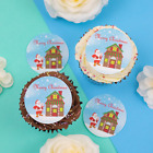 12 x 2" / 5cm Santa's Workshop cupcake toppers wafer paper or icing