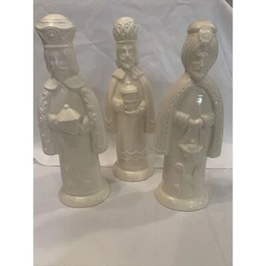 Three Wise Men Set of 3 Ceramic Ivory Glazed Figures Christmas Decor MCM 11-10" - Picture 1 of 13