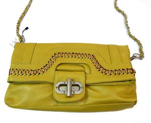 Mujeres Verde Imitación Cuero Bolso Cartera Bolso Bloqueo Giratorio Cadena Desmontable - Imagen 1 de 9