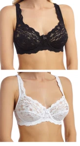 Marlon Lace Bra Non Padded Underwired Floral Bras Soft Full Cup Black & White - Picture 1 of 26
