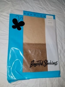 VTG 60s Beautiful Stockings Seamless Suntan 10 Sheer 15 Denier Pantyhose Nylons - Picture 1 of 9