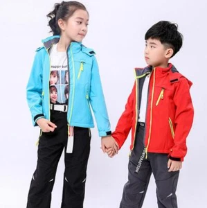 Boy Girl Winter Warm Hooded Fleece Jacket Kid Child Outdoor Thick Coat Outerwear - Picture 1 of 17