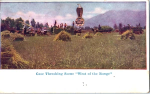 1911 Postcard Farming Wheat Case Threshing Machine Scene "West Of The Range" - Picture 1 of 4
