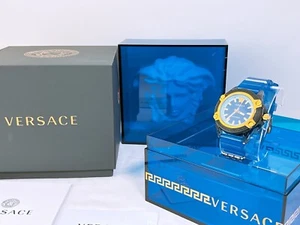 🟢TOP MINT🟢 Versace Icon Active Indiglo Unisex Watch 42mm Blue Quartz Watch - Picture 1 of 7