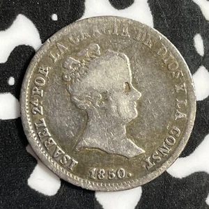 1850-SRD Spain 1 Real Lot#E1757 Silver! - Picture 1 of 2
