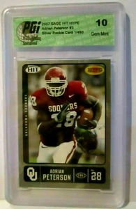Adrian Peterson RC 2007 SAGE  HIT HYPE SILVER#1/480 PGI10!Vikings RB RC GOAT HOF - Picture 1 of 1