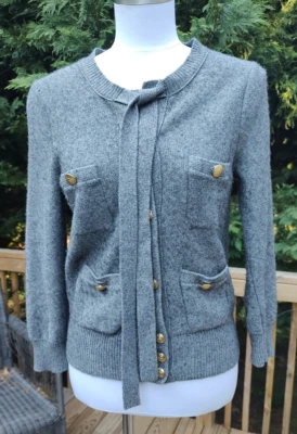 JUICY COUTURE  Gray Cardigan Sweater Gold Logo Button Y2K Wool Cashmere Blend M - Image 1 of 4