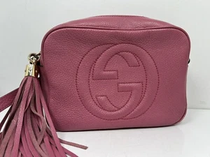 GUCCI Soho Disco Shoulder Bag Leather Pink Authentic - Picture 1 of 13