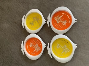 70's Vintage Sunny Sunfish, Louisiana - set of 4- Coasters Orange/Yellow LQQK! - Picture 1 of 4