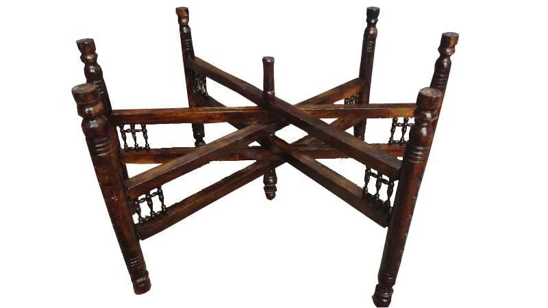 Handcrafted Moroccan 30 inches Wide Tray Stand Wood Folding Holder - Photo 1/1