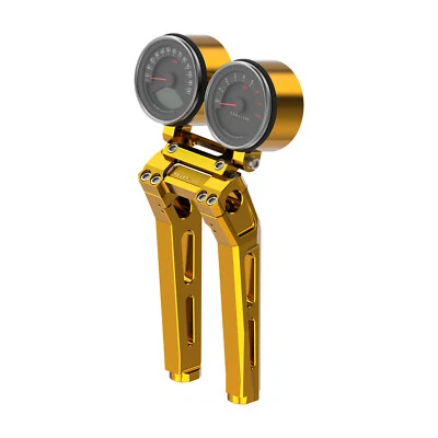 Elevador de manillar dorado de 10,0" de alto con calibre dorado para Harley 18-más tarde Low Rider  Foto 1 de 4