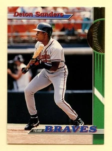 1993 Topps Stadium Club Deion Sanders baseball card #22 Atlanta Braves - Picture 1 of 2