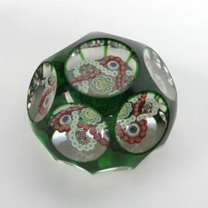 Antique Baccarat Faceted Translucent Green Ground Glass Paperweight - Picture 1 of 3