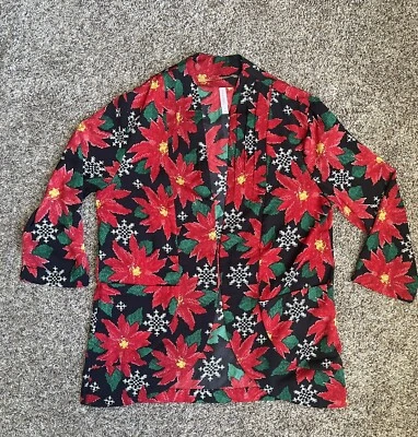 Cárdigan de Navidad Xhilaration Floral Poinsettia Frente Abierto Talla Pequeña Foto 1 de 4