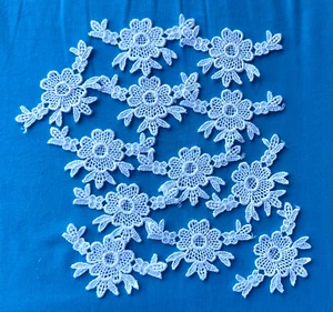 Venise blanco bordado coser en apliques precio para 12 piezas 2 3/4 x 1 3/4 pulgadas - Imagen 1 de 1