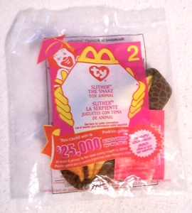 2000 McDonald's Happy Meal #2 TY Beanie Baby Slither The Snake giocattolo, NUOVO E SIGILLATO - Foto 1 di 2