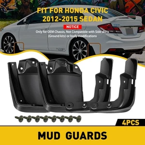 Guardabarros contra salpicaduras delanteros traseros para Honda Sedán Civic 2012-2015 4 piezas aletas nuevas - Imagen 1 de 12