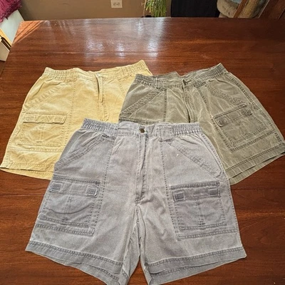 Lote de 3 Pantalones Cortos Carga Bill Blass De Colección Hombres 34 Desteñidos Desgastados Relajados 100% Algodón Foto 1 de 4