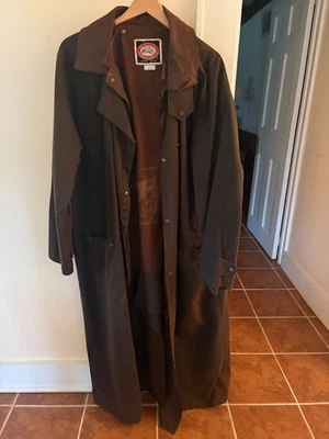 Australian Outback Waxed Duster Coat Jacket Size XL Brown - Image 1 of 4