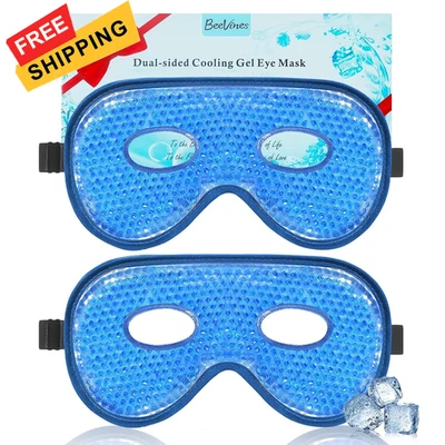 Máscara de ojos en gel BeeVines, paquete de 2 paquetes XL tamaño Jumbo Cooling Ice 016 azul marino 2 paquetes  Foto 1 de 4