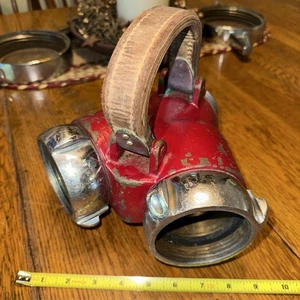 Vintage 40er Jahre Akron Messing? Siamventil 3" Feuerwehrauto Feuerwehrschlauch - Bild 1 von 24