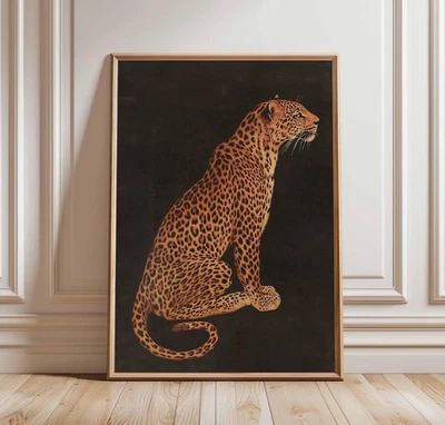 Pôster leopardo – Impressão vintage de arte de parede de gato da selva, decoração ousada de vida selvagem safári - Imagem 1 de 4
