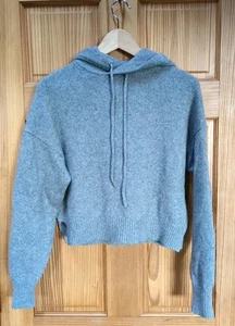 The Group Babaton Womens Cashmere Hooded Pullover Cropped Sweater Gray Size S - Picture 1 of 12