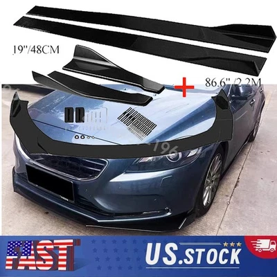 For Volvo S40 2000-12 Black Front Bumper Lip/Rear Canards/Side Skirts 86.6"/2.2m Foto 1 de 4