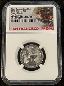 2018-S Silver Picture Rocks 25C NP Qtr REV PF70 NGC FS Trolly Label POP--1739. - Picture 1 of 3