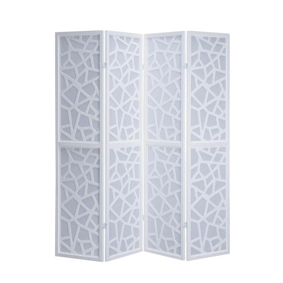 Roundhill Furniture Giyano 4 Panel Screen Room Divider White