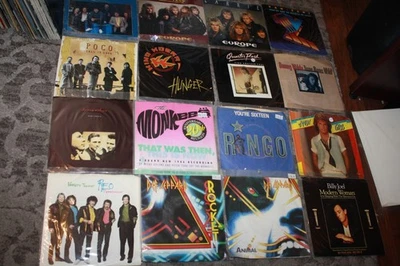 45 rpm Vinyl lot of 16 PICTURE SLEEVES POP ROCK R&B HEAVY METAL - Image 1 of 4