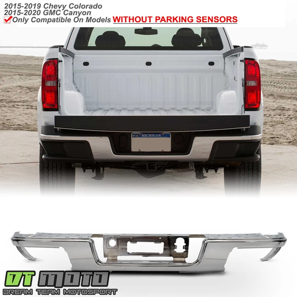 Barra frontal parachoques trasero cromado para Chevy Colorado GMC Canyon 2015-2019 sin sensor Foto 1 de 1