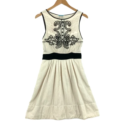 Vestido boho para mujer LeifNotes crema 100 % algodón calce y acampanado encaje talla 0 parisino Foto 1 de 4
