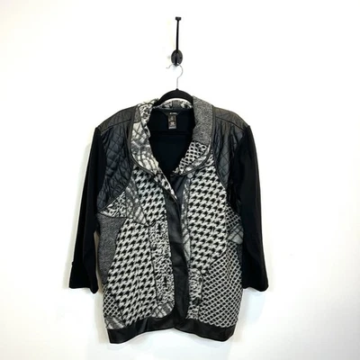 Chaqueta Suéter Chaqueta Chal Tejido Mediano Miles Talla 2X Negro Artístico Cárdigan Foto 1 de 4