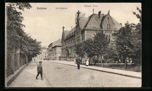 Eisleben, Schloßplatz mit Kaiserl. Post, Ansichtskarte - Picture 1 of 2