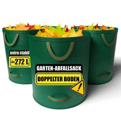 3 Stück Gartenabfallsack 272L mit doppeltem Boden  Laubsack  für Gartenabfälle - Bild 1 von 4