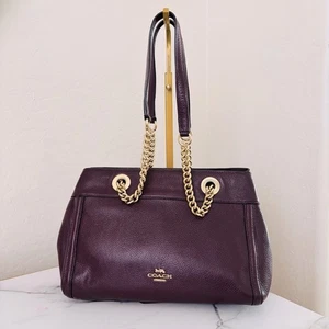 Bolso de Mano Coach Púrpura Ciruela Brooke Cadena Dorada Cuero F37796 - Imagen 1 de 15