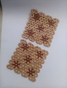 2 tappetini vintage boho perline legno bambù cerchio floreale piatto caldo porta vaso - Foto 1 di 1
