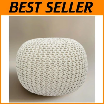 Puf clásico redondo marfil crema - 20,5" diámetro Foto 1 de 4