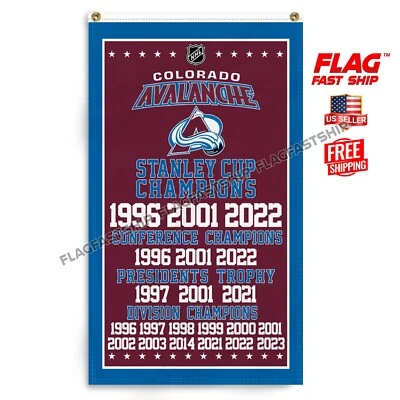 Colorado Avalanche 3x5 ft Banner Flag Premium NHL Hockey Stanley Cup Champions - Image 1 of 4