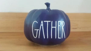 Rae Dunn Artisan Collection Gather Small Navy Blue Pumpkin 2020 - Picture 1 of 5